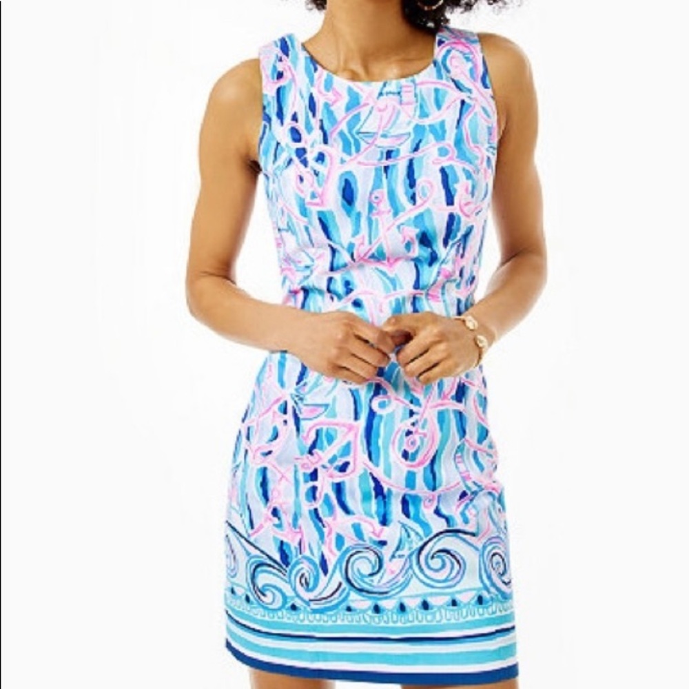 Lily Pulitzer Mila stretch shift - skim blue reel Nauti engineered